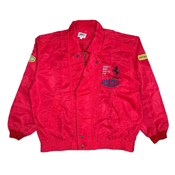 Vintage 90s Ferrari Magneti Marelli Red Windbreaker Jacket Mens One Size Large - Picture 2 of 13